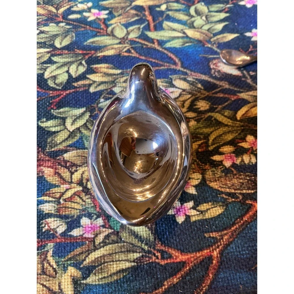 Pottery Barn Silver Tone Dove Salt Cellar with Feather Spoon 3 Piece Set
